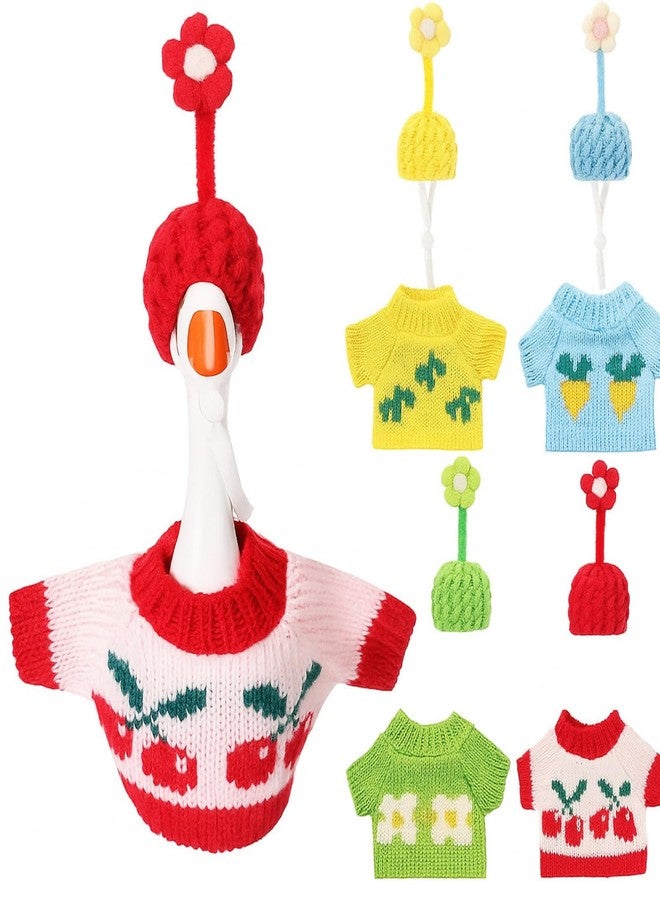 مجموعة SilTriangle المكونة من 4 قطع، 7 بوصات، ملابس صغيرة محبوكة على شكل أوزة، حامل مفاتيح مغناطيسي لطيف على شكل أوزة، ملابس متعددة الألوان للمنزل والمكتب، تمثال بطة مغناطيسي، حامل مفاتيح على الطاولة، هدايا ديكور (نابض بالحياة) - Image 1